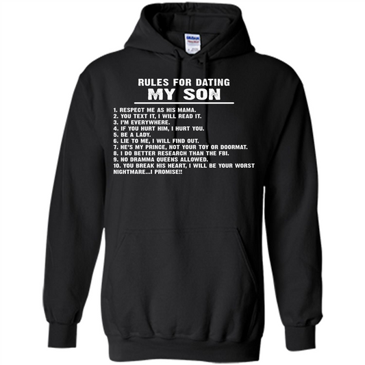 Parents T-shirt Rules For Dating My Son T-shirt Black