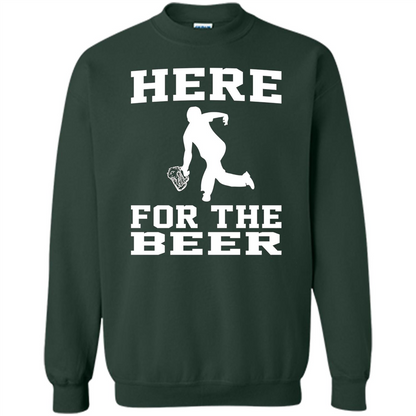 Funny Bowling Drinking Shirt Here For The Beer T-shirt Forest Green