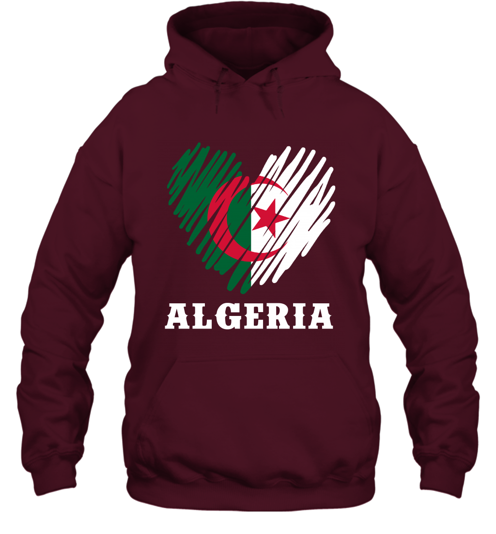 Algeria Flag Shirt Hoodie Hoodie Maroon
