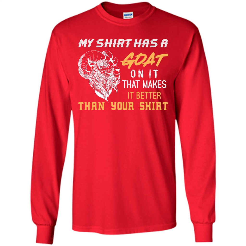 Funny Goat Lover T-shirt My Shirt Has A Goat On It T-shirt Red
