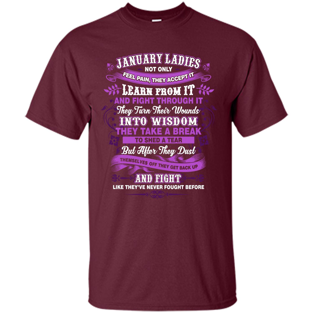 January Ladies T-shirt January Lady Facts Maroon