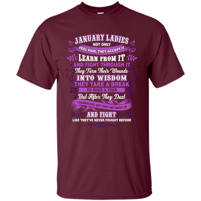January Ladies T-shirt January Lady Facts Maroon