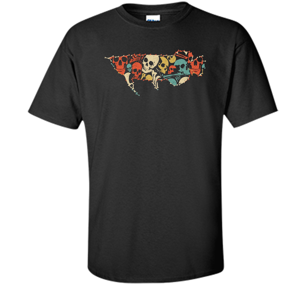 AROWANA Halloween T-shirt Skeleton Skull Vintage shirt Black