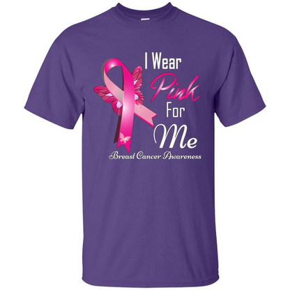 Breast Cancer Awareness T-Shirt I Wear Pink For Me Purple