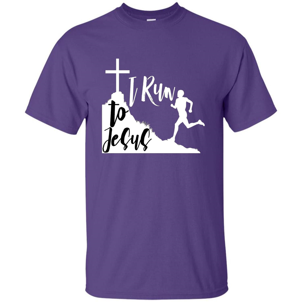 Christian T-shirt I Run To Jesus Purple