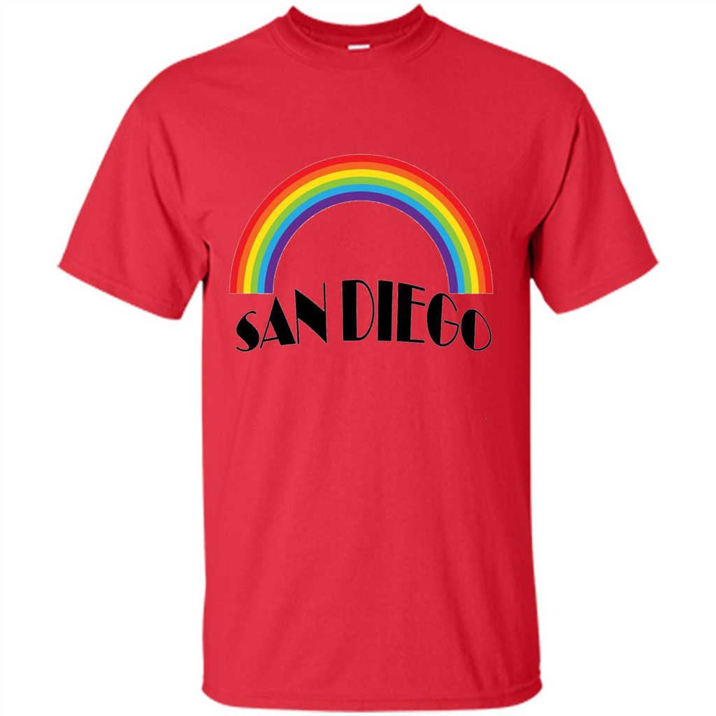 LGBTQ. San Diego LGBT Pride Rainbow T-shirt Red