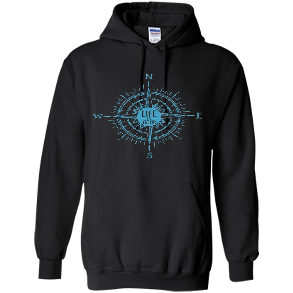 Life is Good T-shirt Compass Rose Nautical Sailing T-shirt Black