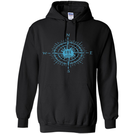 Life is Good T-shirt Compass Rose Nautical Sailing T-shirt Black