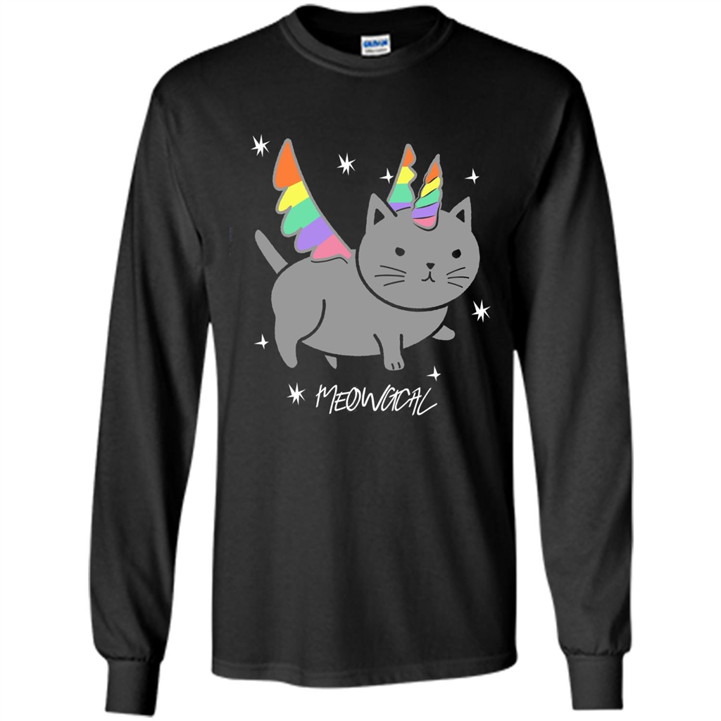 Funny Meowgical Cat Unicorn T-shirt For Cat Lover Black