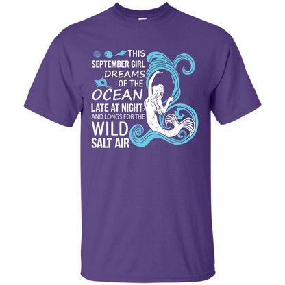 This September Girl Dreams Of The Ocean Late At Night T-shirt Purple