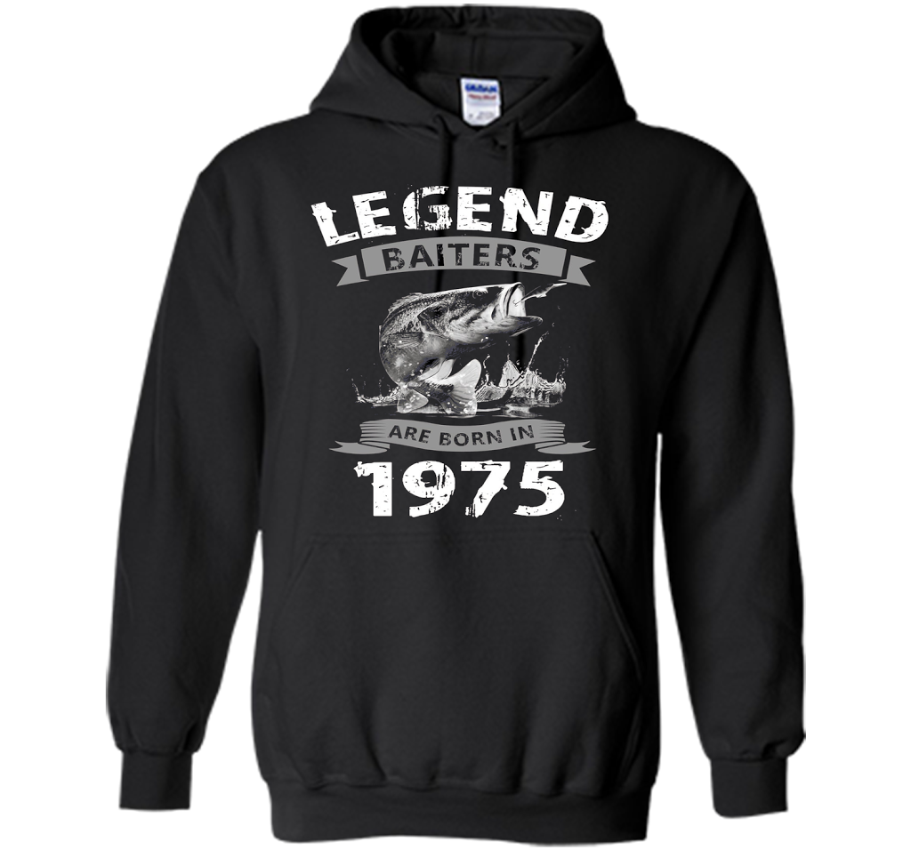 Mens 42nd Years Old 1975 Birthday Gift Idea Tshirt for Fishing shirt Black