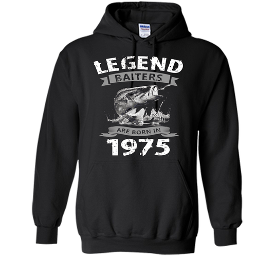 Mens 42nd Years Old 1975 Birthday Gift Idea Tshirt for Fishing shirt Black