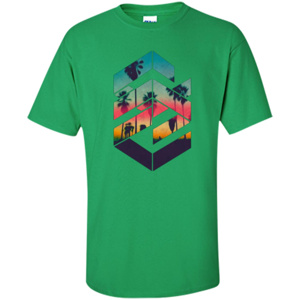 Summer T-shirt Geometric Sunset Beach Irish Green