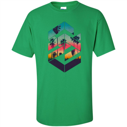 Summer T-shirt Geometric Sunset Beach Irish Green