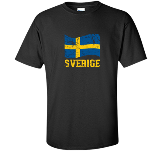 Swedish Flag, Sverige Souvenir Vintage T-Shirt t-shirt Black