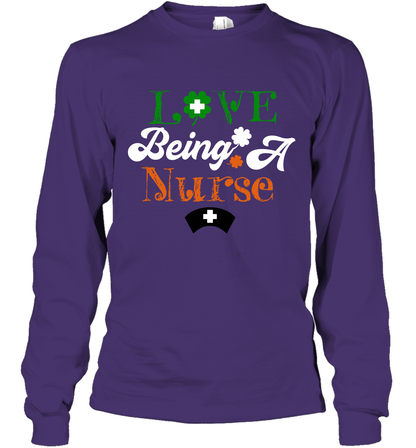 Love Being A Nurse Saint Patricks Day Shirt Long Sleeve T-Shirt Purple