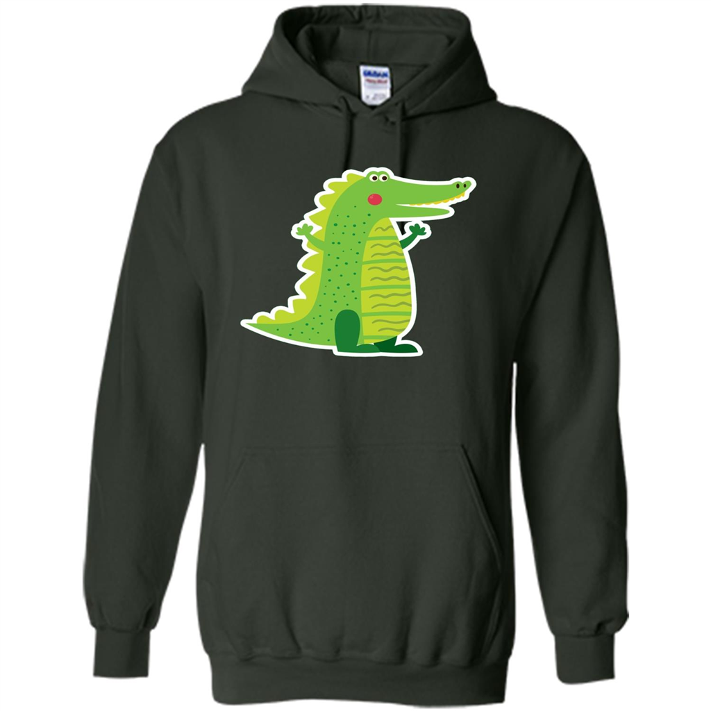Cute Smiling Crocodile Animal Lover T-shirt Forest Green