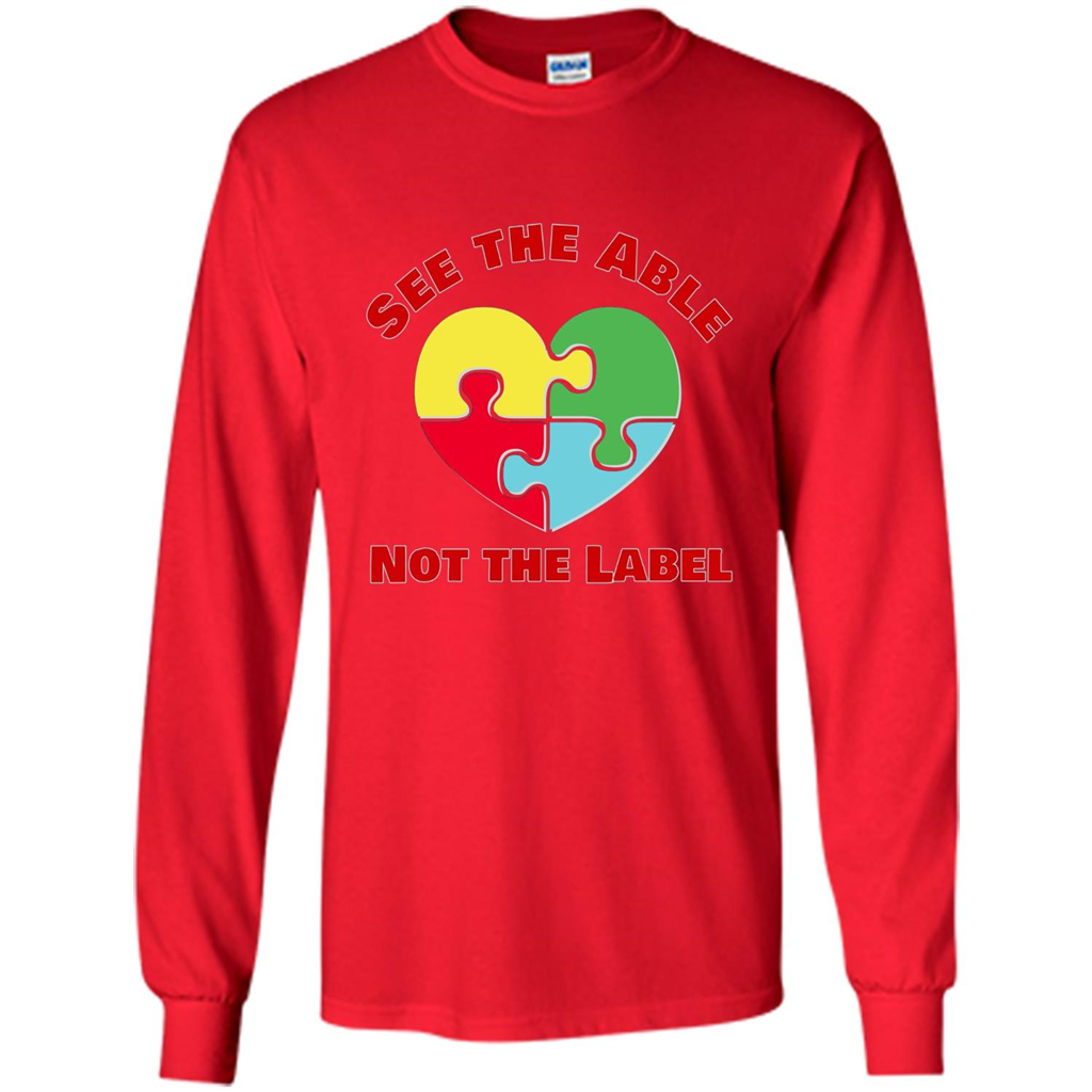 Autism Awareness T-shirt See the Able Not the Label Red