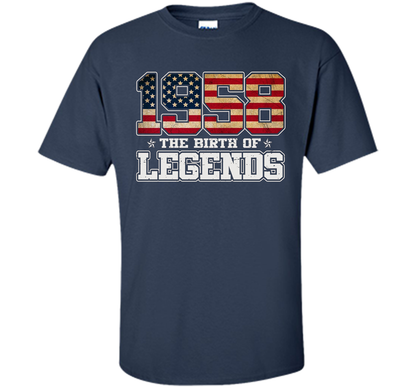 Birthday Gift For 59 Years Old 1958 T Shirt American Flag t-shirt Navy