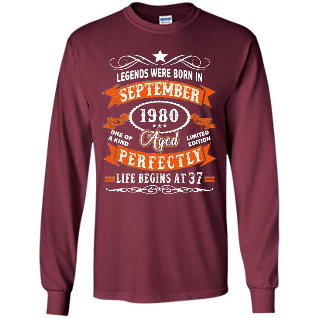 Legends Were Born In September 1980 T-shirt Birthday Gift T-shirt Maroon