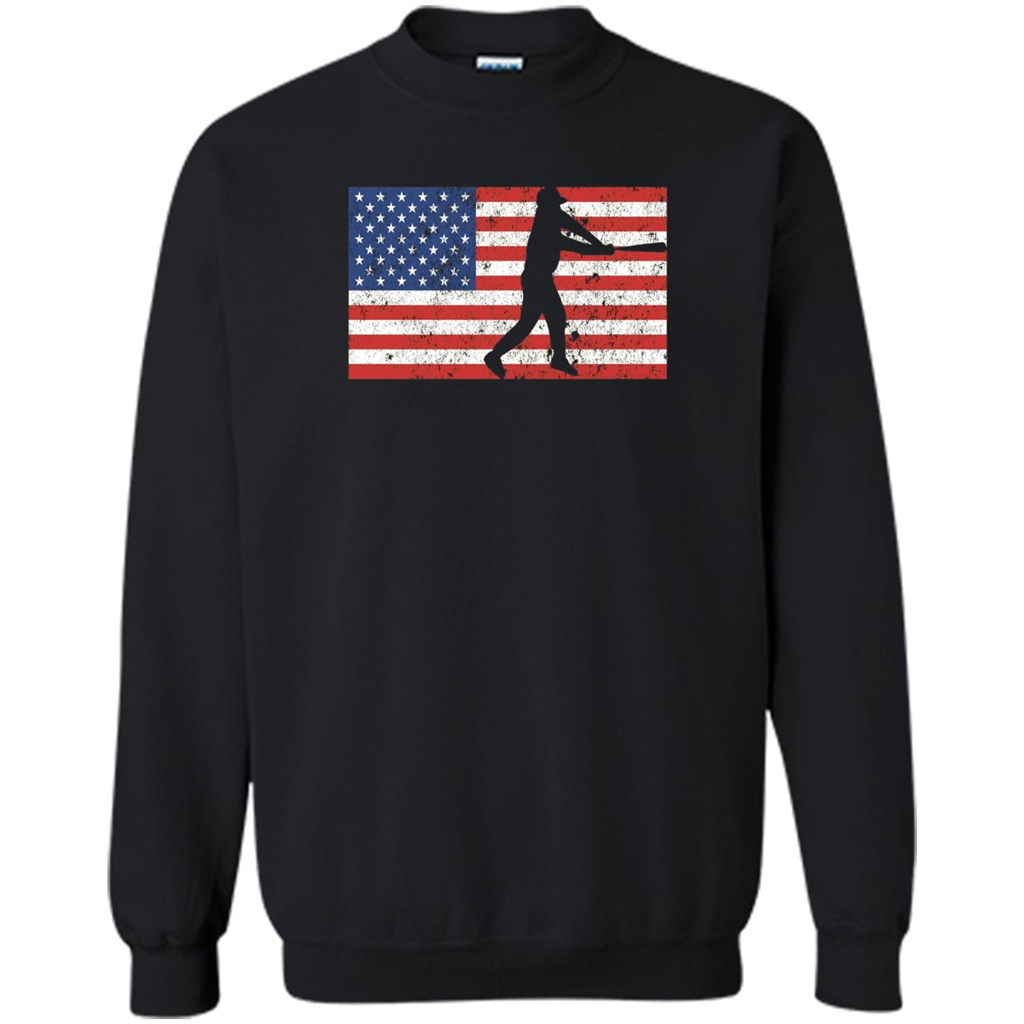 Funny Baseball Player American Flag T-shirt Black