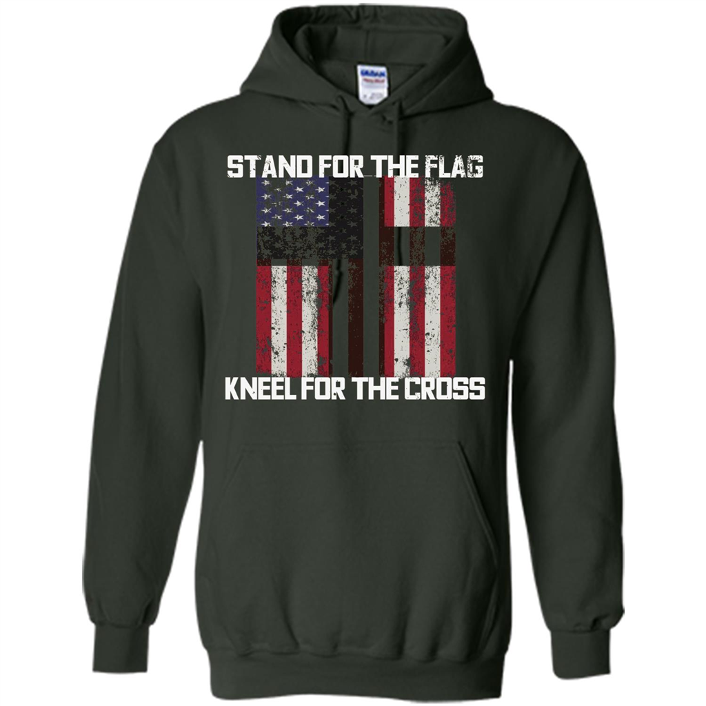 American T-shirt Stand For The Flag Kneel For The Cross Forest Green