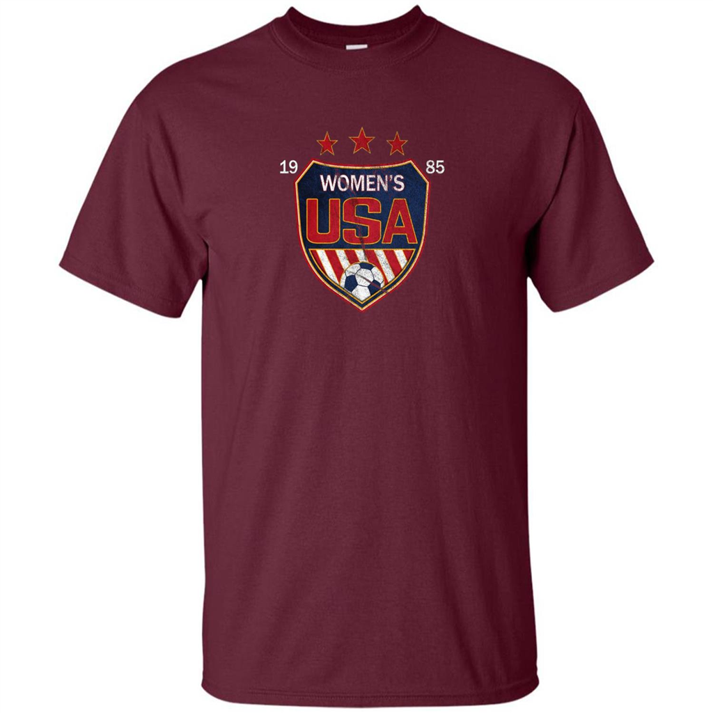 US National Woman's Soccer T-shirt USA Shield 1985 T-shirt Maroon