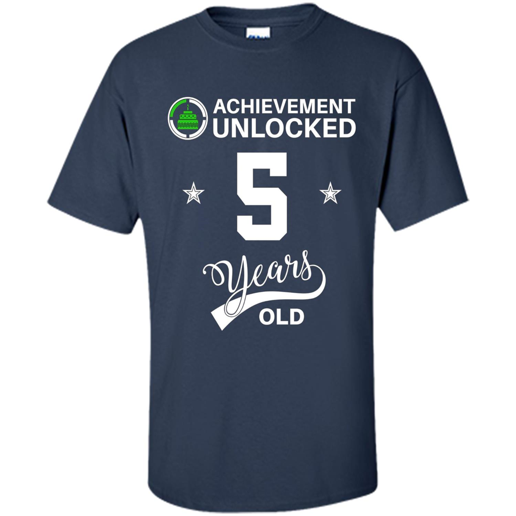 Happy 5th birthday T-shirt Achievement Unlocked 5 Years Old Navy