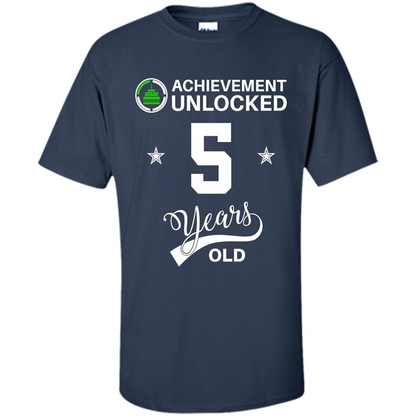Happy 5th birthday T-shirt Achievement Unlocked 5 Years Old Navy