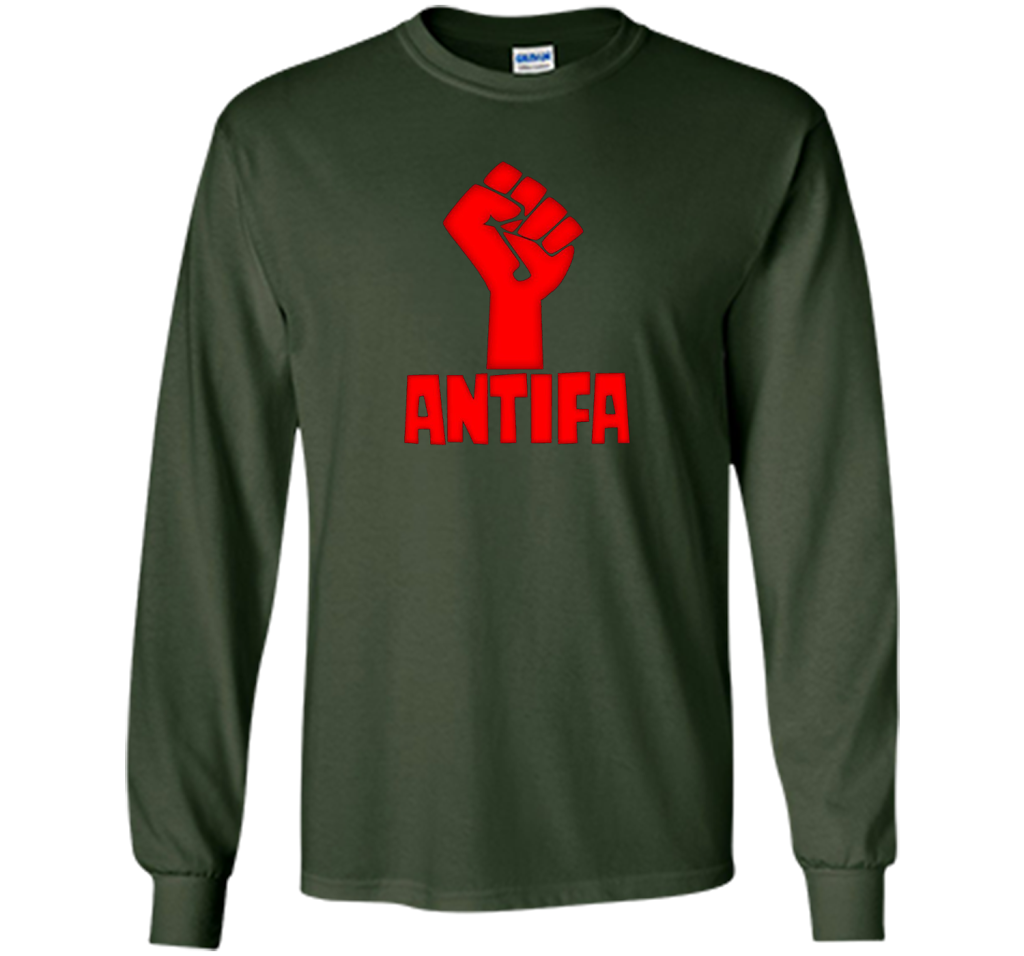 AntiFa Fist On Black T-shirt Forest Green