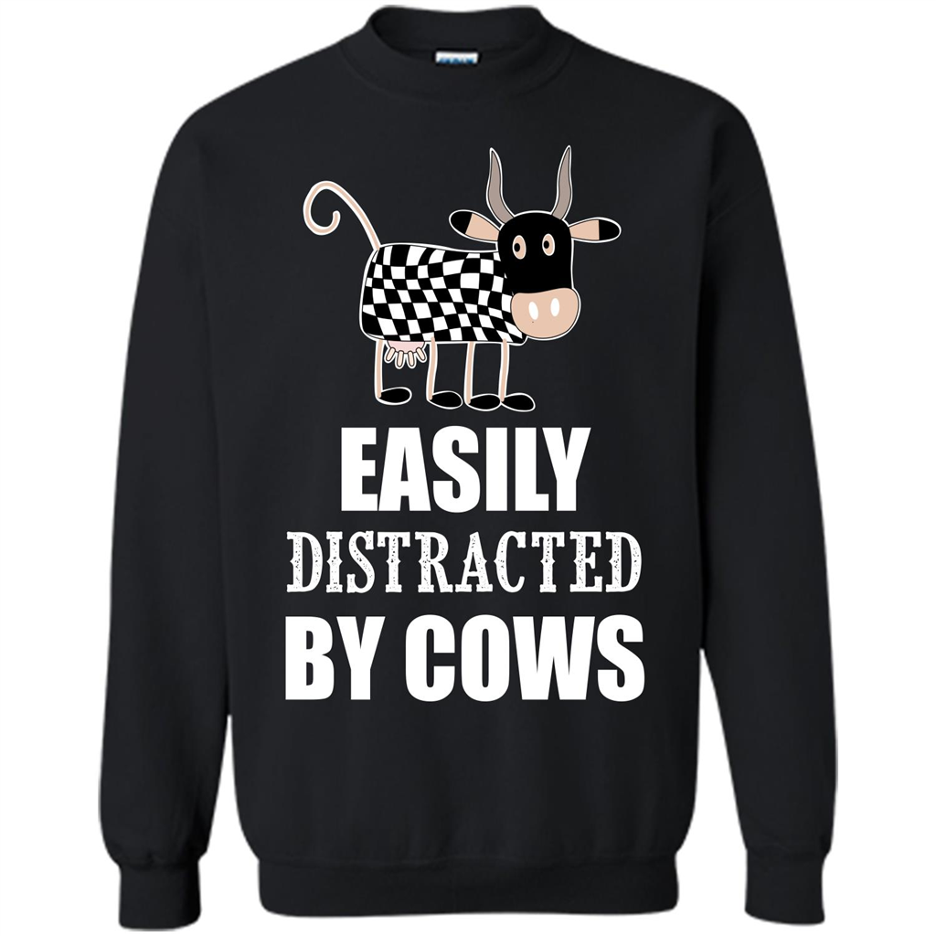 Cow T-shirt Easily Distracted By Cows T-shirt Black