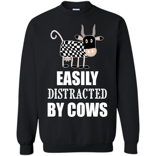 Cow T-shirt Easily Distracted By Cows T-shirt Black