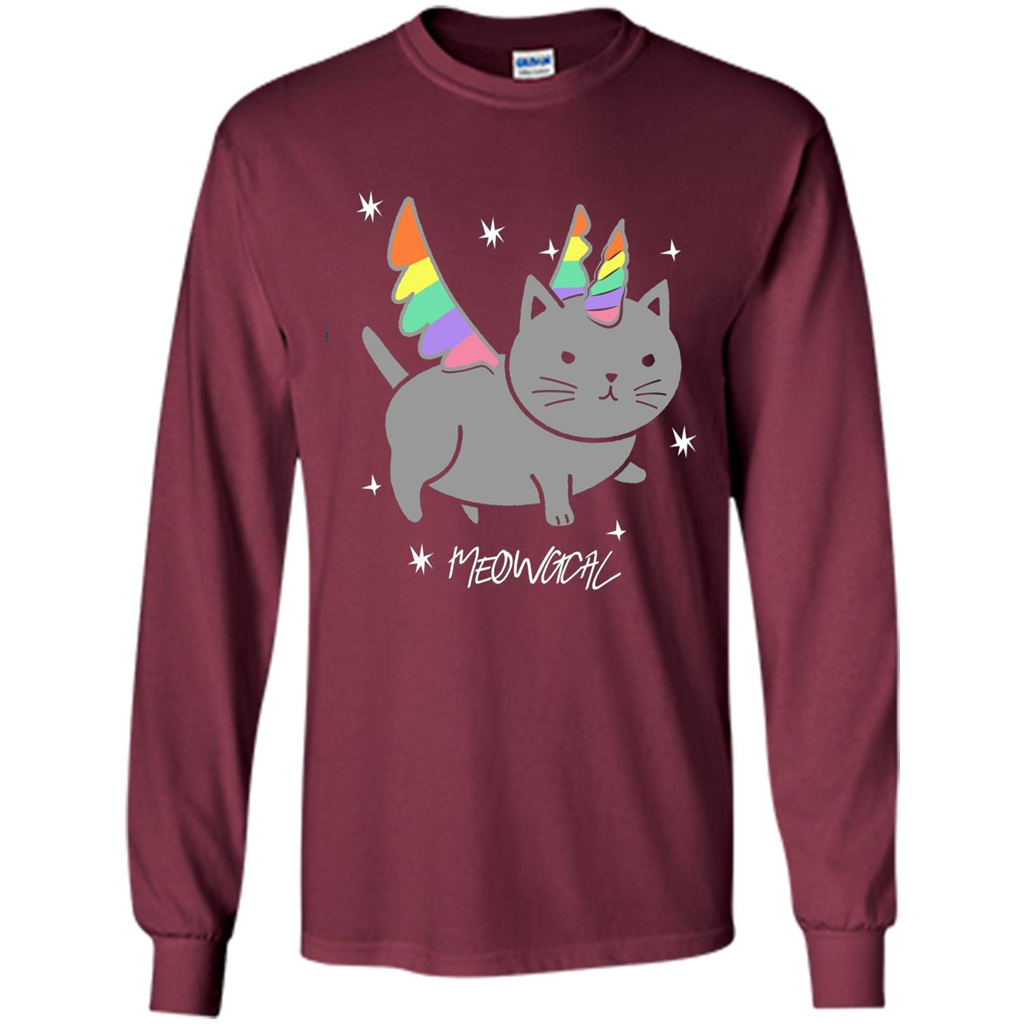 Funny Meowgical Cat Unicorn T-shirt For Cat Lover Maroon