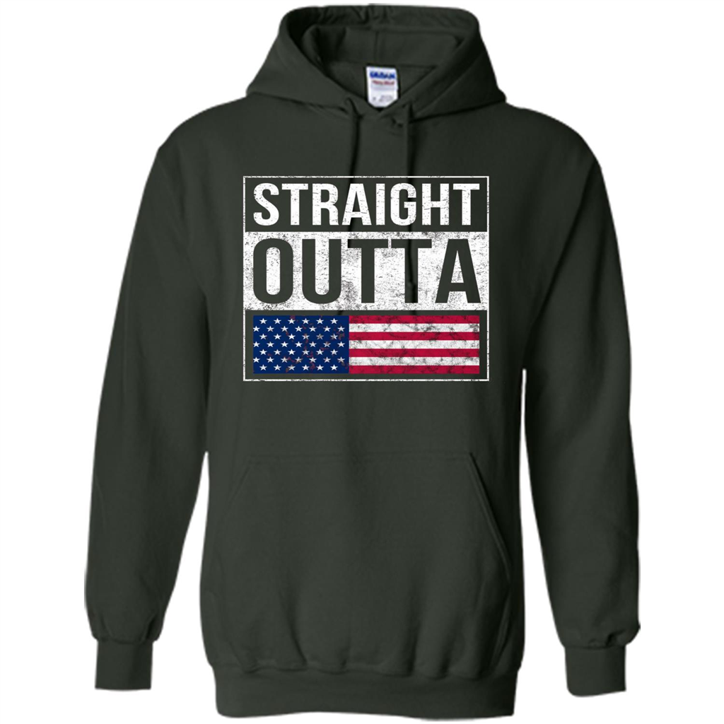 Independen Day T-shirt Straight Outta. 4th of July Forest Green