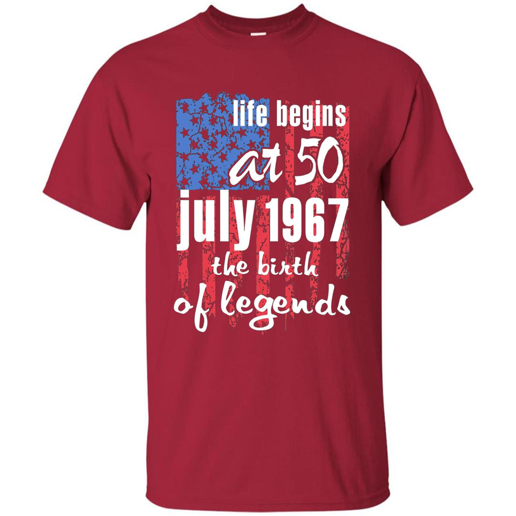 Life Begins At 50 T-shirt July 1967 The Birth Of Legends T-shirt Cardinal