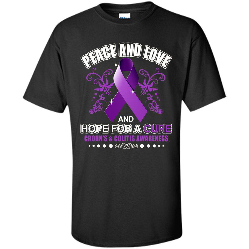 Peace And Love And Hope For A Cure Crohn's and Colitis Awareness T-shirt