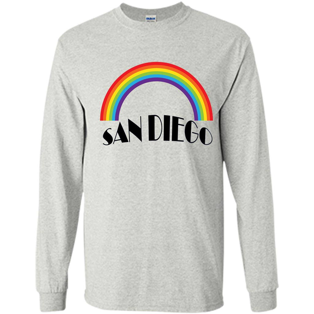 LGBTQ. San Diego LGBT Pride Rainbow T-shirt Ash