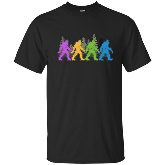 Color Bigfoot Yeti Sasquatch T-Shirt Black