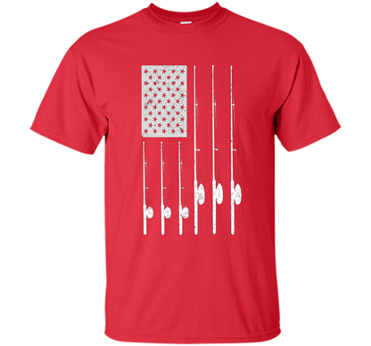 Patriotic Fishing T-Shirt with American USA Flag Great Gift shirt Red