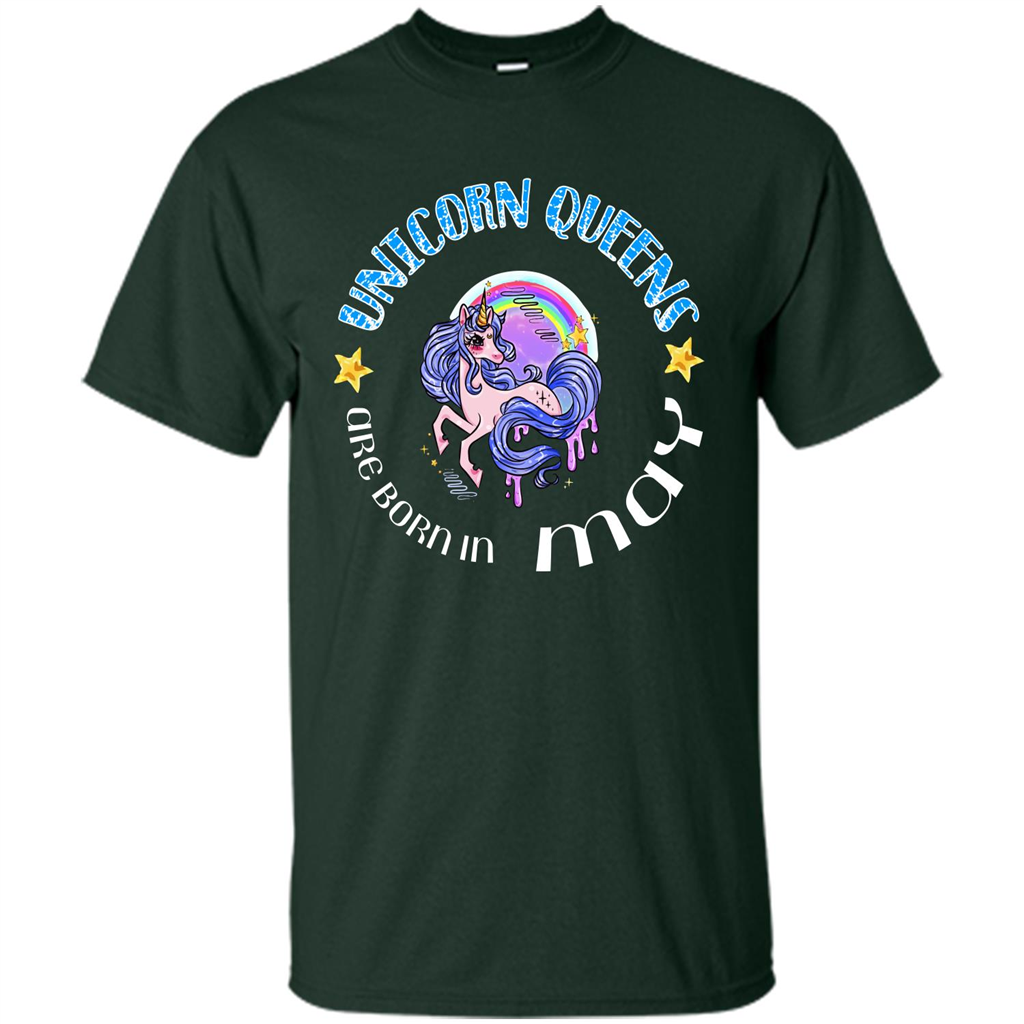 May Unicorn T-shirt Unicorn Queens Are Born May Forest Green