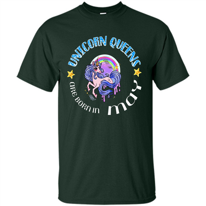 May Unicorn T-shirt Unicorn Queens Are Born May Forest Green