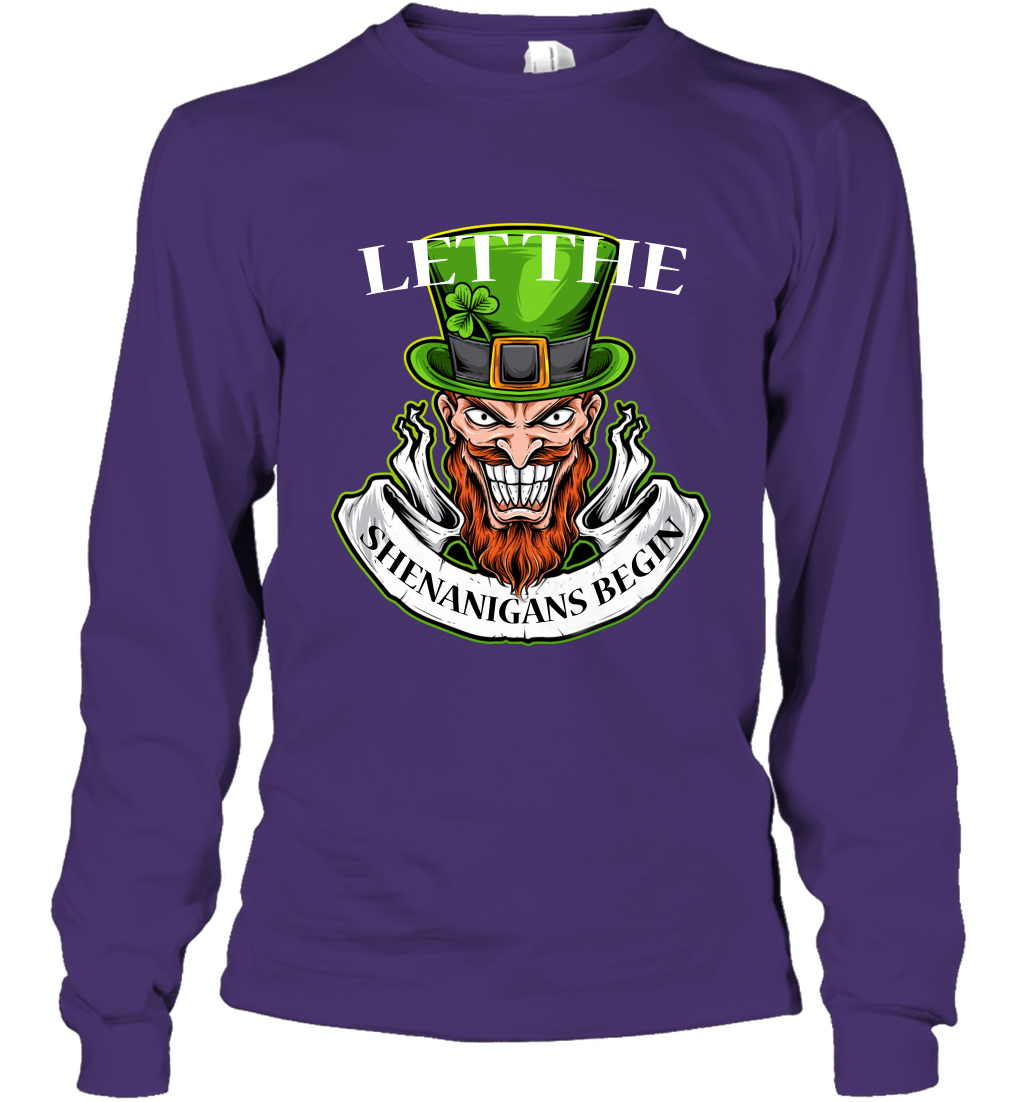 Let The Shenanigans Begin Irish Shirt Long Sleeve T-Shirt Purple