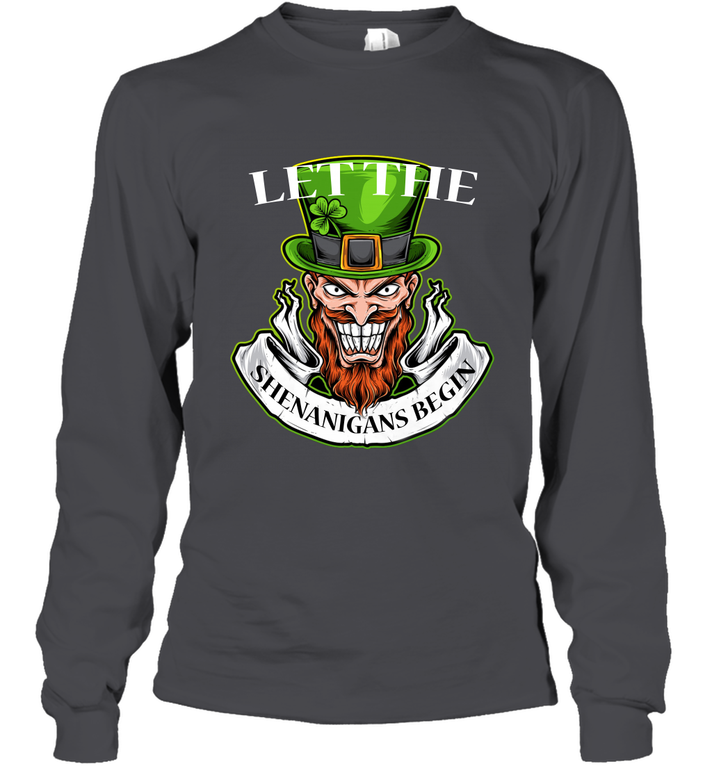 Let The Shenanigans Begin Irish Shirt Long Sleeve T-Shirt Dark Heather