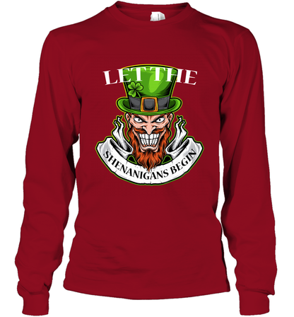 Let The Shenanigans Begin Irish Shirt Long Sleeve T-Shirt Cardinal Red