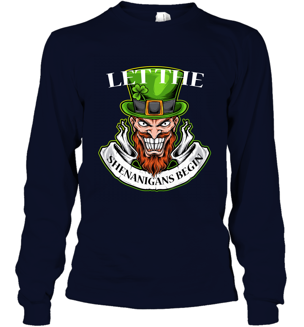 Let The Shenanigans Begin Irish Shirt Long Sleeve T-Shirt Navy