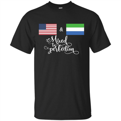 American + Sierra Leone Mixed To Perfection Flag T-Shirt Black