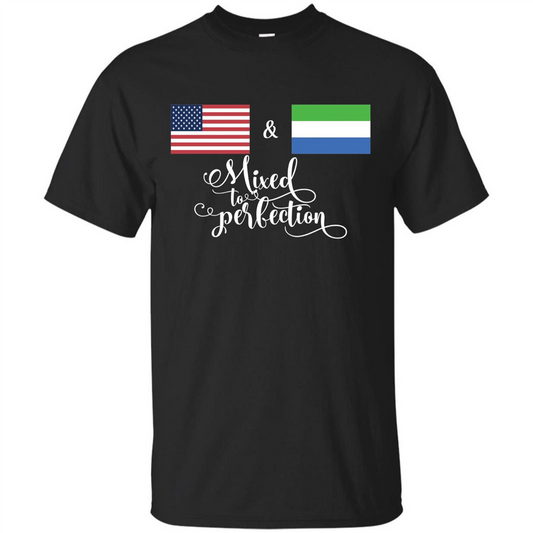 American + Sierra Leone Mixed To Perfection Flag T-Shirt Black