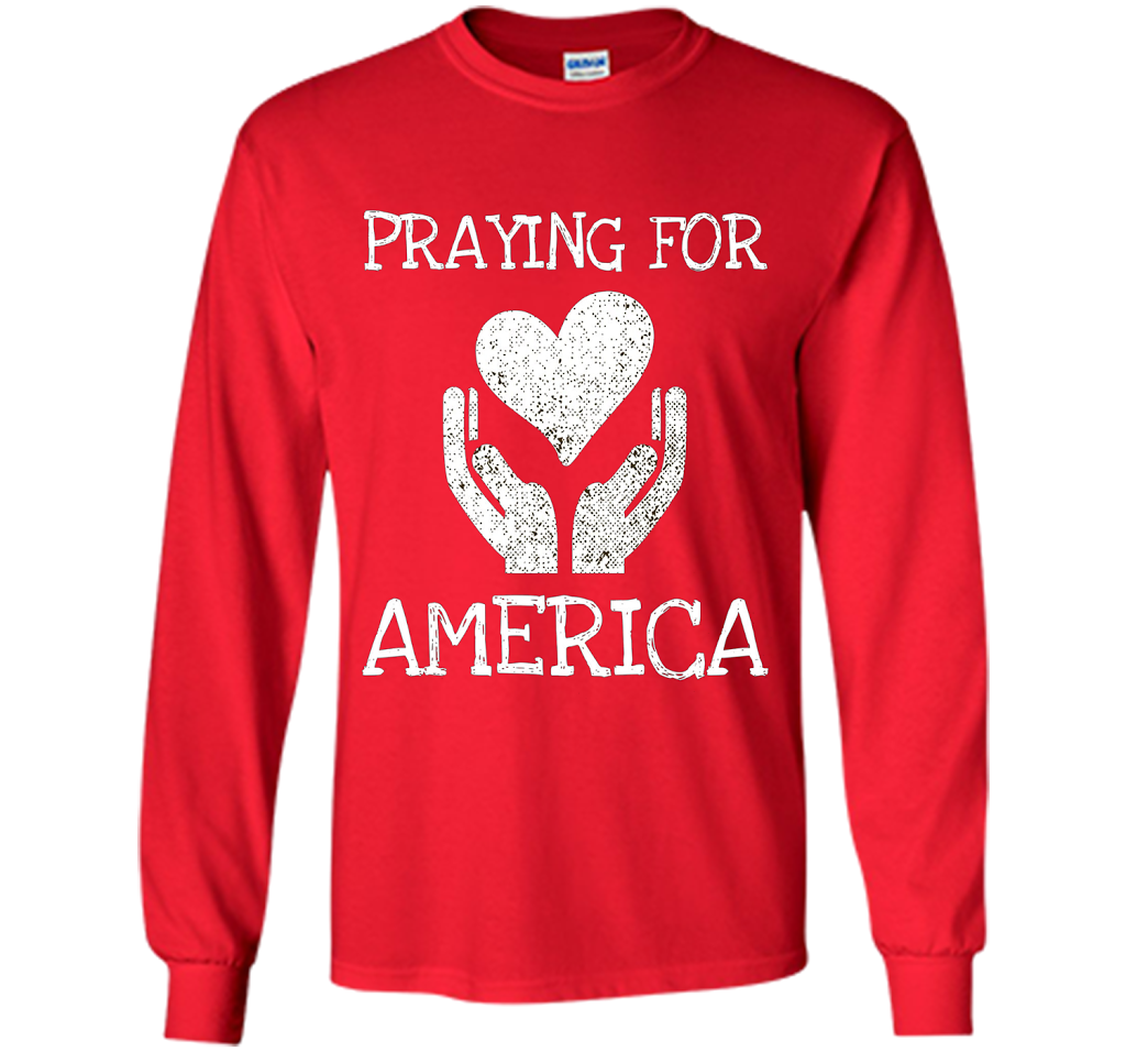 Praying for America Hands of Hope with Heart T-Shirt cool shirt Red