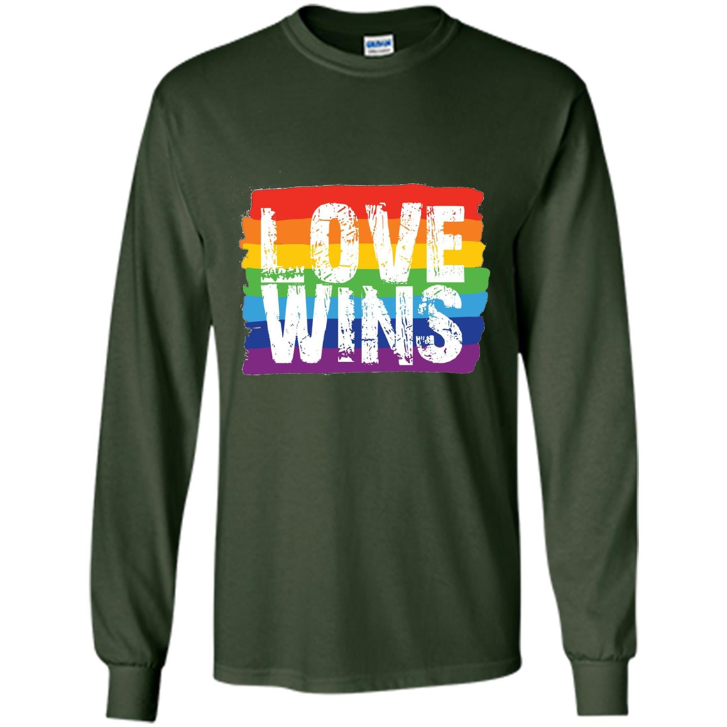 LGBTQ Pride T-shirt Love Wins Forest Green