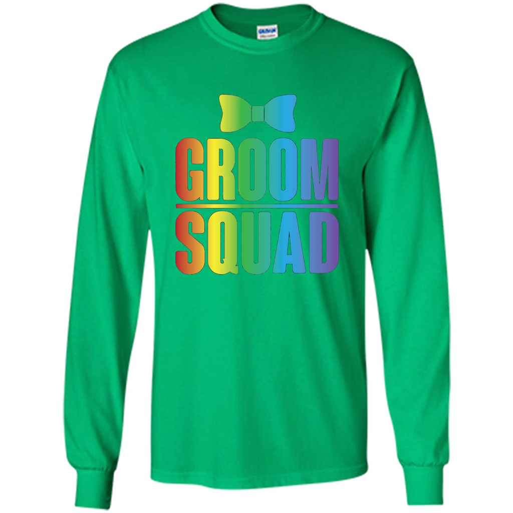 Groom Squad Bachelor Party Rainbow Bowtie T-Shirt Irish Green